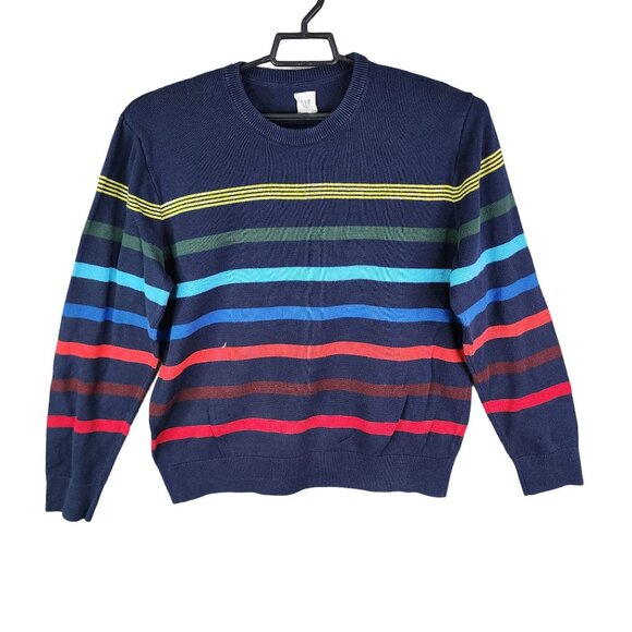 Men's Vintage Gap Striped Sweater 100% Cotton Crewneck Long Sleeve Size L - Picture 1 of 11